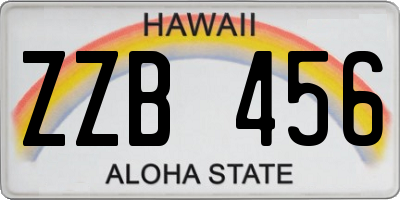 HI license plate ZZB456