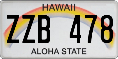 HI license plate ZZB478