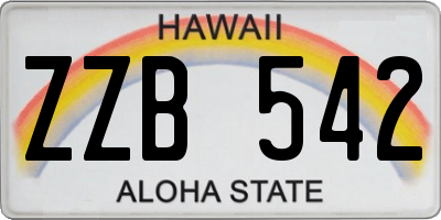 HI license plate ZZB542