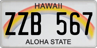 HI license plate ZZB567