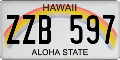 HI license plate ZZB597
