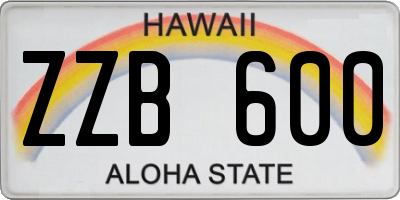 HI license plate ZZB600
