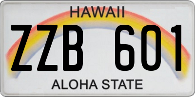 HI license plate ZZB601