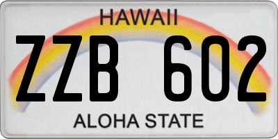 HI license plate ZZB602