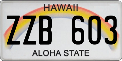 HI license plate ZZB603