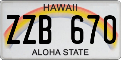 HI license plate ZZB670