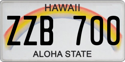 HI license plate ZZB700