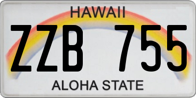 HI license plate ZZB755