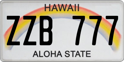 HI license plate ZZB777