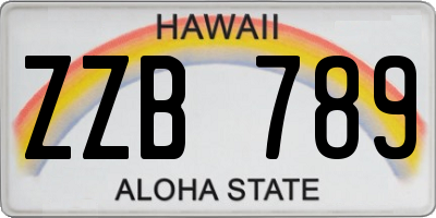 HI license plate ZZB789