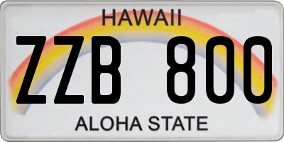 HI license plate ZZB800