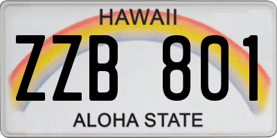 HI license plate ZZB801