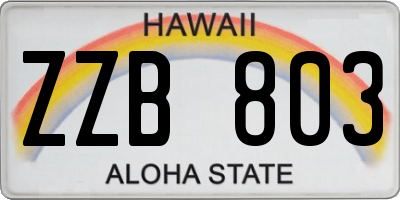 HI license plate ZZB803