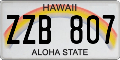 HI license plate ZZB807