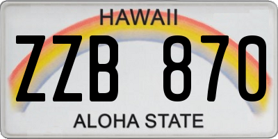 HI license plate ZZB870
