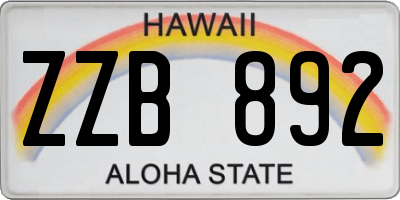 HI license plate ZZB892