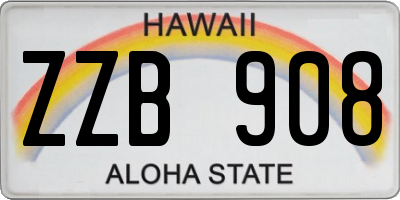 HI license plate ZZB908