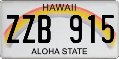 HI license plate ZZB915