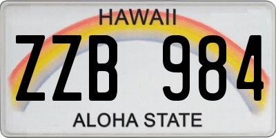 HI license plate ZZB984