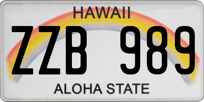 HI license plate ZZB989