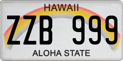 HI license plate ZZB999