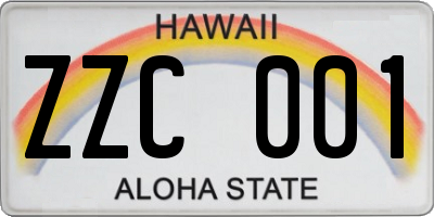 HI license plate ZZC001