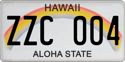 HI license plate ZZC004