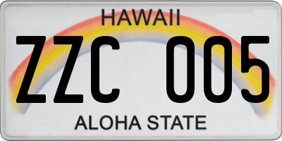 HI license plate ZZC005