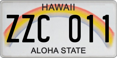 HI license plate ZZC011