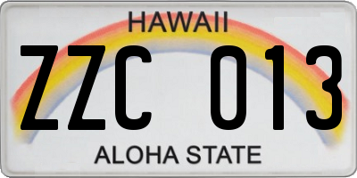 HI license plate ZZC013