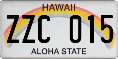 HI license plate ZZC015