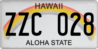 HI license plate ZZC028