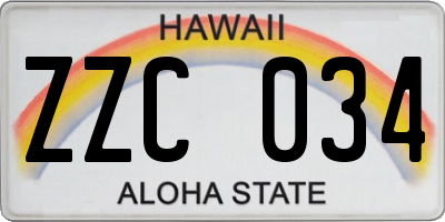 HI license plate ZZC034