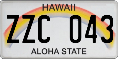 HI license plate ZZC043