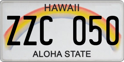 HI license plate ZZC050