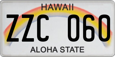 HI license plate ZZC060
