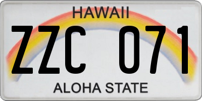 HI license plate ZZC071