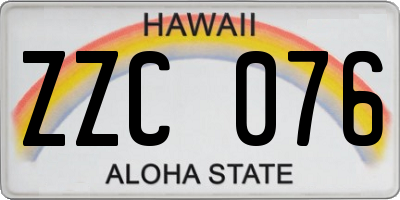 HI license plate ZZC076