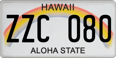HI license plate ZZC080