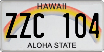 HI license plate ZZC104
