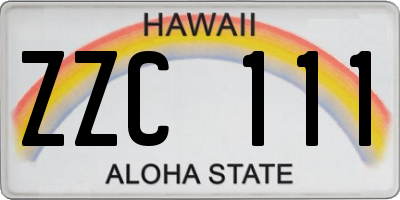 HI license plate ZZC111