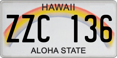 HI license plate ZZC136