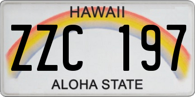 HI license plate ZZC197
