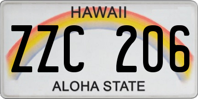 HI license plate ZZC206