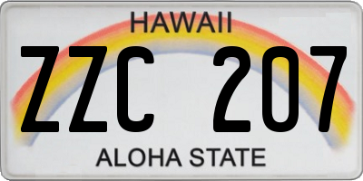 HI license plate ZZC207