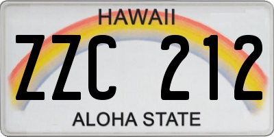 HI license plate ZZC212