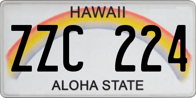 HI license plate ZZC224