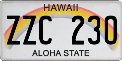 HI license plate ZZC230