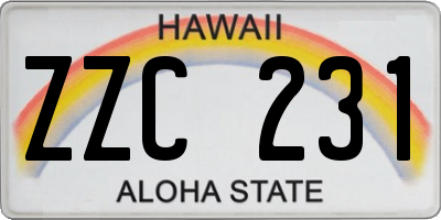 HI license plate ZZC231