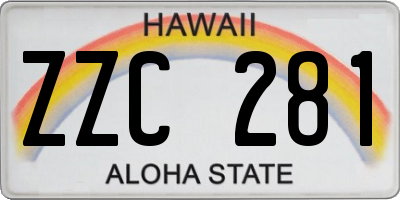 HI license plate ZZC281
